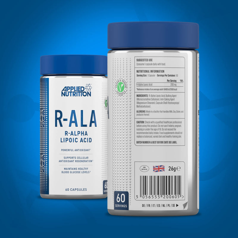 Applied Nutrition R-Alpha Lipoic Acid 200mg - 60 Vegetable R ALA Capsules - Premium Formula (2 Month Supply) - BeesActive Australia