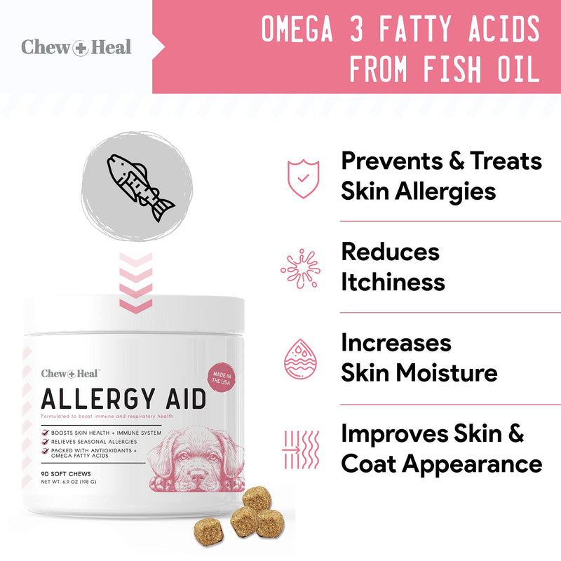 Dog Allergy Chews with Antioxidants, 90 Delicious Soft Chew Treats - Immune System and Respiratory Health Booster for Dogs and Cats - Seasonal Allergies Relief, Skin Health - Made in The USA - BeesActive Australia