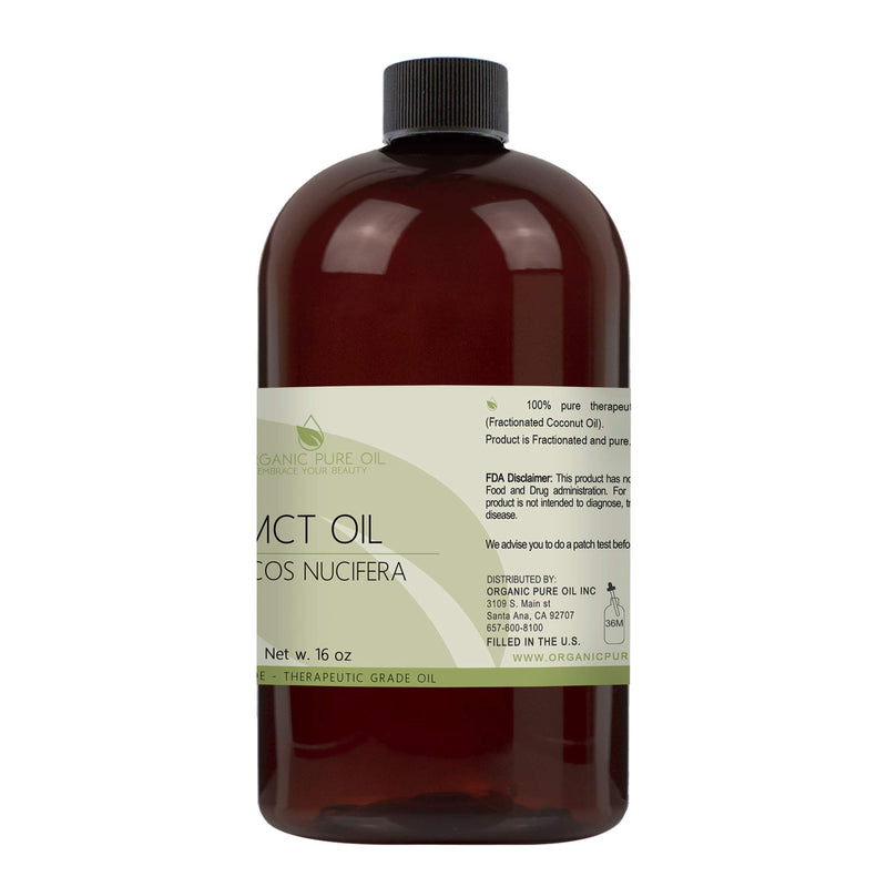 MCT Oil - 100% Pure Fractionated Coconut from Coconut Fruit Organic Sourced Non GMO Medium Chain Triglyceride Vegan Bulk C8 & C10 Carrier Oil - 16 oz - 1 Pint - Skin Hair Cuticles Facial Hair - OPO - BeesActive Australia