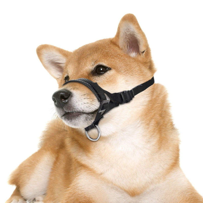 Nylon Dog Muzzle for Small,Medium,Large Dogs Prevent from Biting,Barking and Chewing,Adjustable Loop L Black - BeesActive Australia