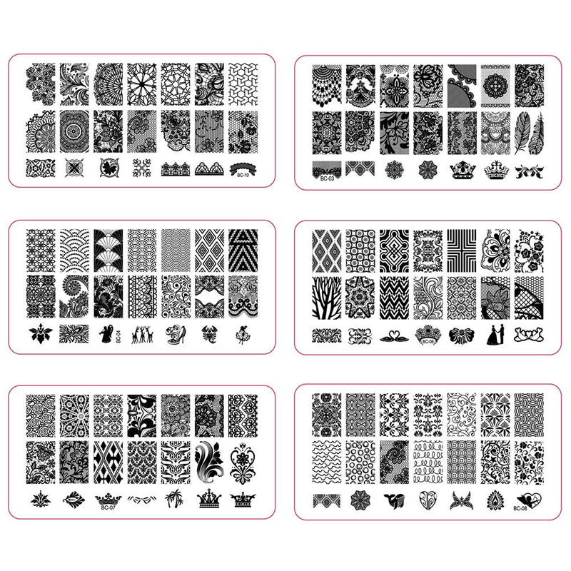 WOKOTO Nail Art Image Stamp Stamping Plates Kit With 6 Plates Set Spring Flower Animal Nail Stamp Template - BeesActive Australia