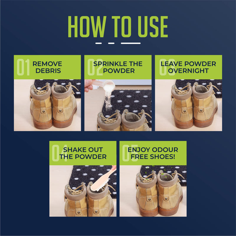 Shoe Odour Eliminator Powder | Leaves Smelly Shoes Fresh & Clean | | Long Lasting & Natural Odor Remover Formula | 100g - BeesActive Australia