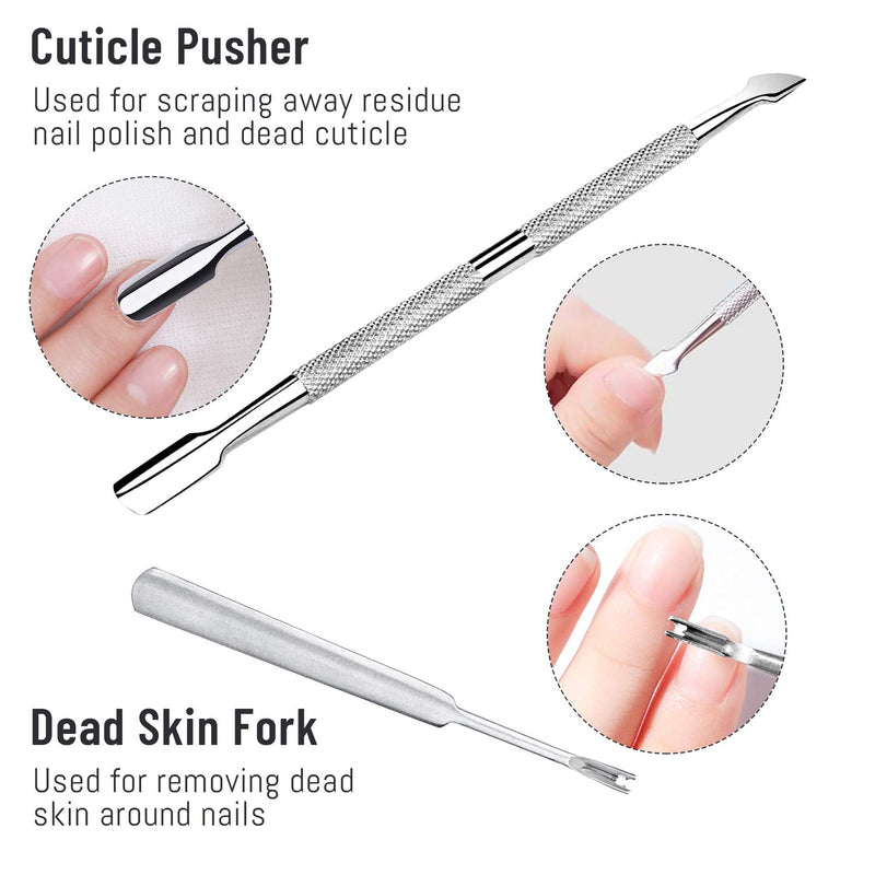 Nail Files, 8PCS Emery Boards for Nails with Stainless Steel Cuticle Pusher and Dead Skin Fork for Acrylic/Natural/Gel Nails (100/150/180//240/220/280/1000/4000 Grit) 7.09in*3.54in*0.72in - BeesActive Australia