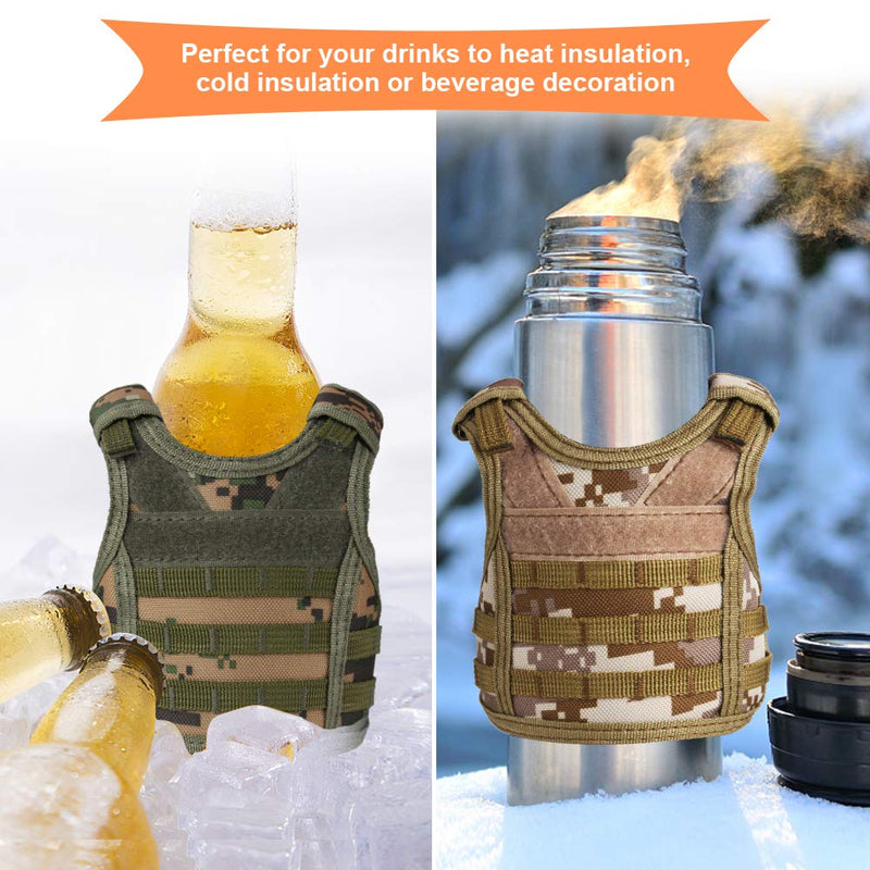 [AUSTRALIA] - Accmor Tactical Mini Beer Vests Molle Beer Jacket Camouflage Beverage Coolie Cooler Adjustable Drink Bottle Vests Holder for 12oz or 16oz Cans or Bottles Decoration 2 Packs: Desert Camo+Jungle Camo 