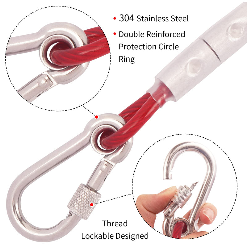 Strong Dog Tie Out Cable With Steel Bukle,10/20/30/50/100 ft Heavy Duty Tie Out Cable for Dogs Up to 250 lbs, Long Dog Training Leash for Medium Large Dogs,Anit Rust Chew Proof Dog Yard Lead Leash for Yard, Camping, Park, Outside 10ft Red - BeesActive Australia