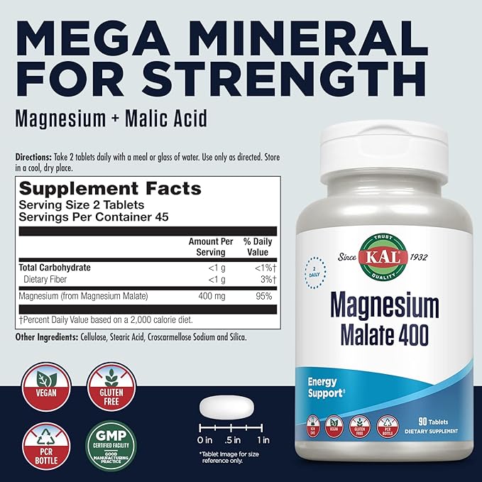 Kal - Magnesium Malate 400 - 90 Tablets - BeesActive Australia