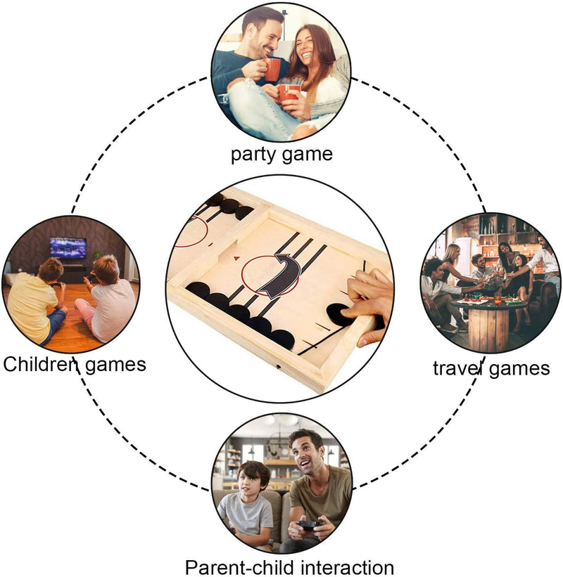 moopok Fast Sling Puck Game,Wooden Hockey Game Sling Puck.Desktop Battle Wooden Sling Hockey Table Game,Adults and Kids Family Games.Slingshot Game Toys.Foosball Winner Board Game (Medium Size) Medium Size - BeesActive Australia