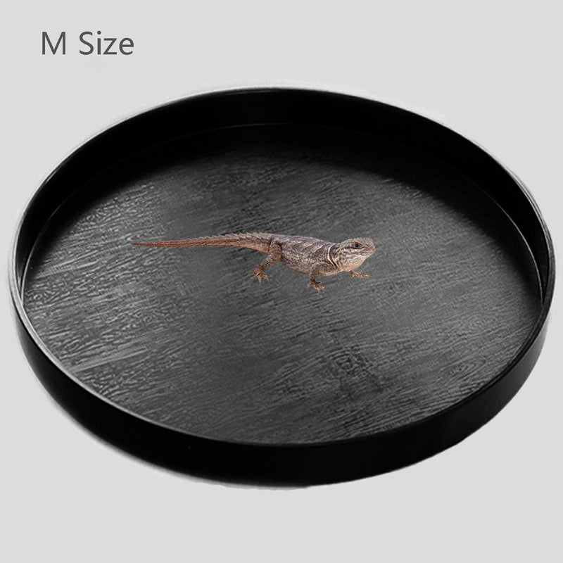 Fuongee Reptile Water Food Dish Bowl Turtle Feeder Tortoise Feeding Dish Container Medium Black - BeesActive Australia