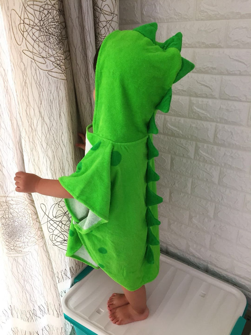 Children Bath Towel Robe Kids Hooded Beach Swimming Poncho Dinosaur Pattern Green S - BeesActive Australia