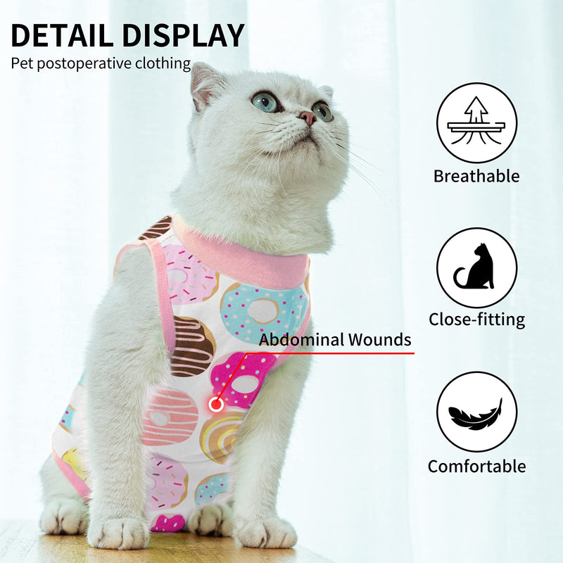TORJOY Cat Professional Recovery Suit for Abdominal Wounds or Skin Diseases,After Surgery Wear Anti Licking Wounds,Breathable E-Collar Alternative for Cats and Dogs Medium Doughnut - BeesActive Australia
