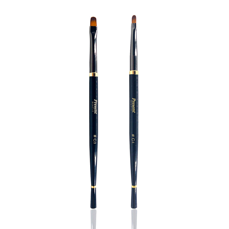 Present by BNP 1 Pc Black Nail Art Tool Brush Polish Acrylic Gel UV Design Adhesive Liner Pen for Manicure Beauty Nail Acrylic Nails (C4) C4 - BeesActive Australia