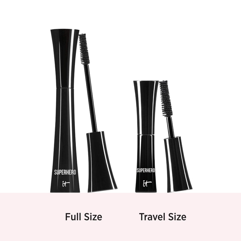 IT Cosmetics Superhero Mascara, Super Black - Elastic Stretch Volumizing & Lengthening Mascara - Lifts, Separates & Conditions Lashes - With Collagen, Biotin & Peptides - 0.3 fl oz 0.3 Fl Oz (Pack of 1) - BeesActive Australia