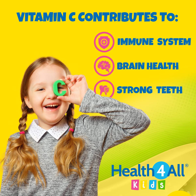 Kids Vitamin C 250mg 90 Tablets (V) . Vegan Chewable Vitamin C Tablets for Children 3+. Made in The UK by Health4All 90 Count (Pack of 1) - BeesActive Australia