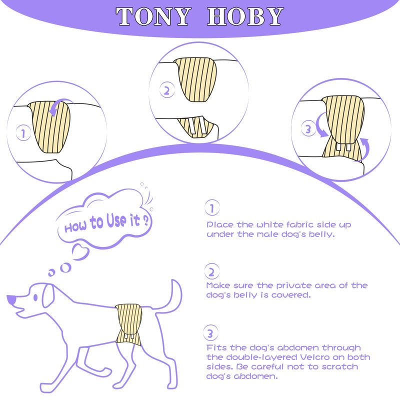 TONY HOBY Male Dog Diapers, Washable Male Dog Belly Band, Reusable Male Dog Wrap Small - BeesActive Australia