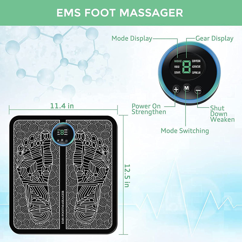 EMS Foot Massager Electric Foot Massage Pad, EMS Foot Massager Wrinkle Portable For Blood Circulation Muscle Pain Relief With 6 Modes & 9 Gears - BeesActive Australia