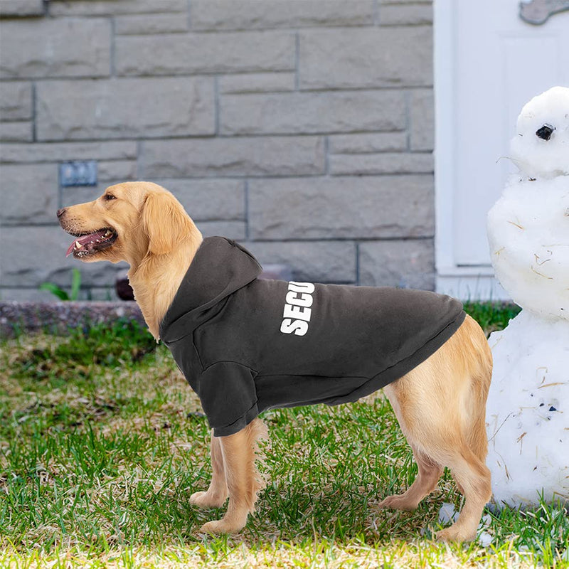BINGPET Security Dog Hoodies Puppy Sweater Cold Weather Dog Coats Soft Brushed Fleece Pet Clothes Hooded Sweatshirt for Dog Cat X-Large (Chest Girth 34") Black - BeesActive Australia