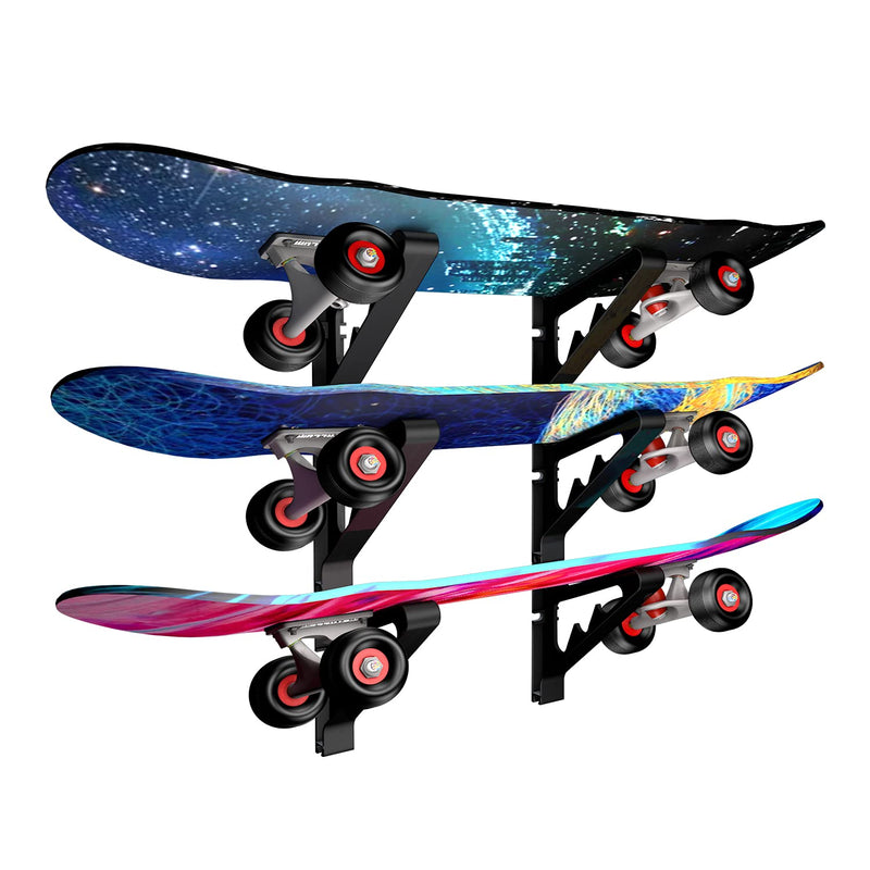 MIND&ACTION Skateboard Wall Mount Rack Board Display Wall Holder,Adjustable Storage Layers Space Saving Design,Versatile Wall Rack for Longboards Scooters Snowboards Skis 1 Board - BeesActive Australia