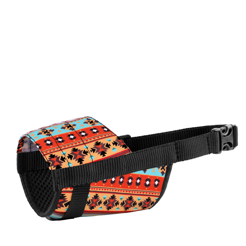 Murom Pattern Dog Muzzle for Small Medium Large Dogs Puppy Print Adjustable Breathable Tribal Pet Muzzles Anti Barking Biting Mouth Cover Southwest M/L - BeesActive Australia