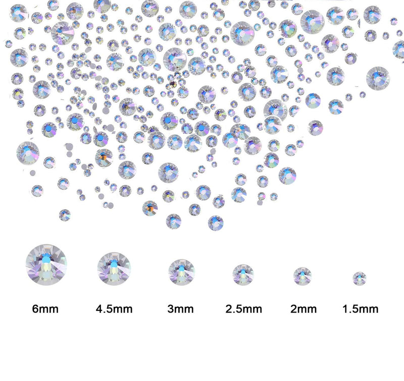 AD Beads 1440 Pieces Mixed Size No Hotfix Glue on Quality Glass Flatback Rhinestones Round Crystal Gems ( 33 Paradise Shine ) Paradise Shine 33 - BeesActive Australia