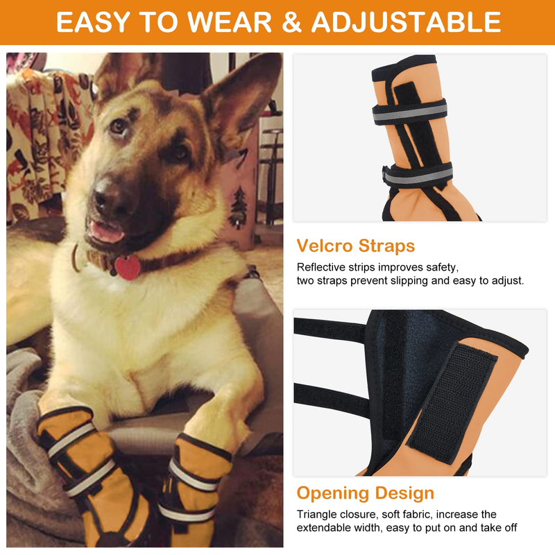 Dog Shoes for Large Dogs Medium Winter Snow Dog Booties with Adjustable Straps Rugged Anti-Slip Sole Paw - Sports Running Hiking Pet Dog Boots Protectors Comfortable Fit XL(Width 2.48in) Orange - BeesActive Australia