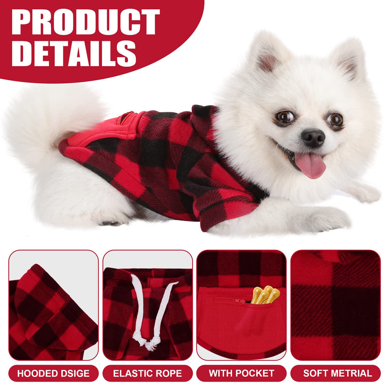 3 Pieces Plaid Dog Hoodie Pet Clothes Sweaters with Hat and Pocket Christmas Classic Plaid Small Medium Dogs Winter Clothing Warm Pet Fleece Hooded Coat Cold Weather Pet Clothes for Dogs and Cats X-Large - BeesActive Australia