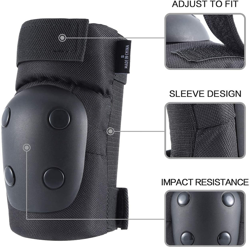 Kids/Adult Knee Pads Elbow Pads Wrist Guards 6 in 1 Protective Gear Set for Skateboarding Skating Biking Roller Skate Cycling BMX Bike Scooter Riding Sports (Small) Small (26-66lbs? Black - BeesActive Australia