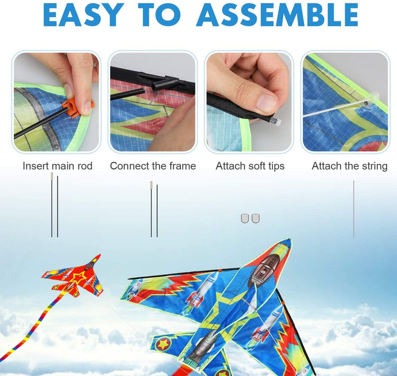 TOY Life Kites for Kids Easy to Fly - Outdoor Games and Activities Large Kites for Kids Ages 4-8 - Flying Kites for Children - Kids Kite for Beach - Giant Easy Fly Kites Fighter Plane - BeesActive Australia