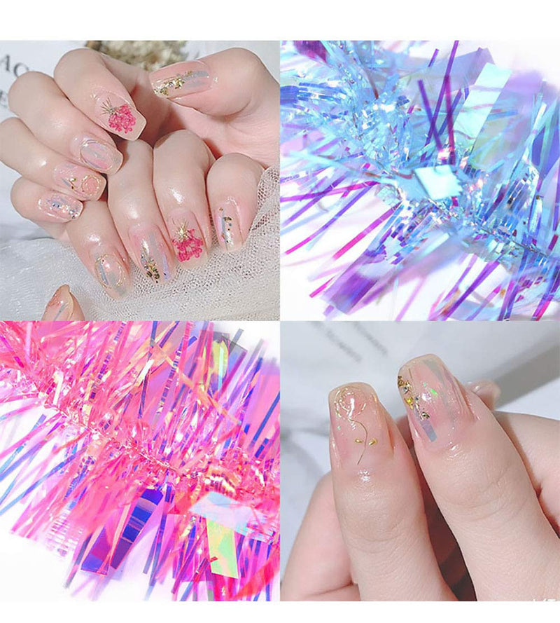 IDALL 5 Colors Aurora Glass Paper Sticker - Holographic Shiny Laser Nail Decals Candy Colors Reflective Mirror Transfer Strip Paper Nail Stickers DIY Manicure Decoration (T1) T1 - BeesActive Australia