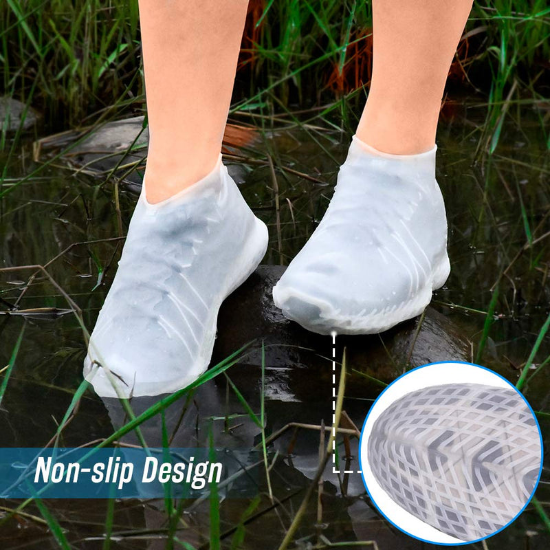 LEGELITE Reusable Silicone Waterproof Shoe Covers, No-Slip Silicone Rubber Shoe Protectors for Kids,Men and Women X-Large Clear - BeesActive Australia