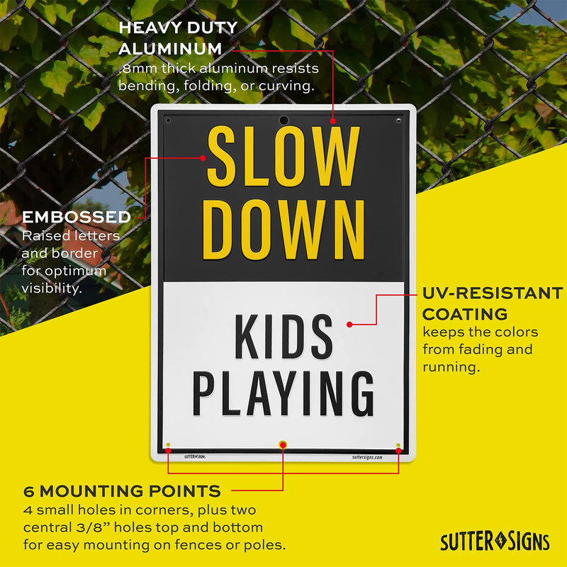 Slow Down Kids At Play Aluminum Sign for Children Playing in Neighborhood (Pack of 2) - BeesActive Australia