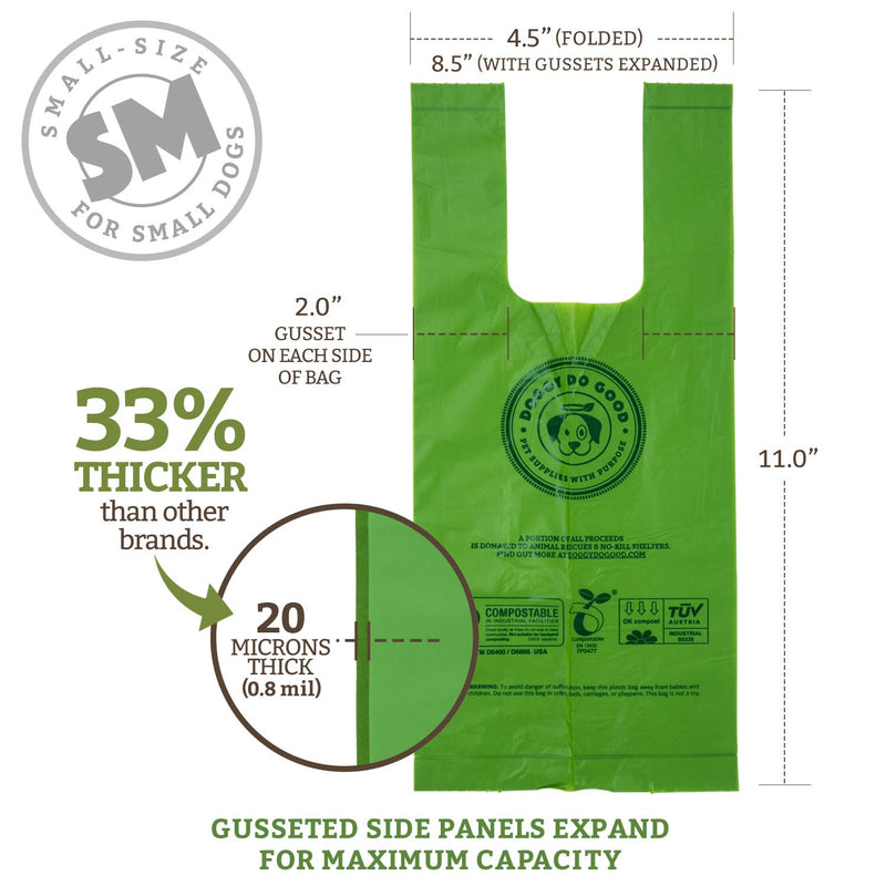 Doggy Do Good Certified Home Compostable Dog Poop Waste Bags with Handles - Unscented, 38% Vegetable Based and Eco-Friendly, Thick and Leak Proof, Small, 60 Count with Dispenser 1 Count (Pack of 60) Small Bags w/ Handles - BeesActive Australia