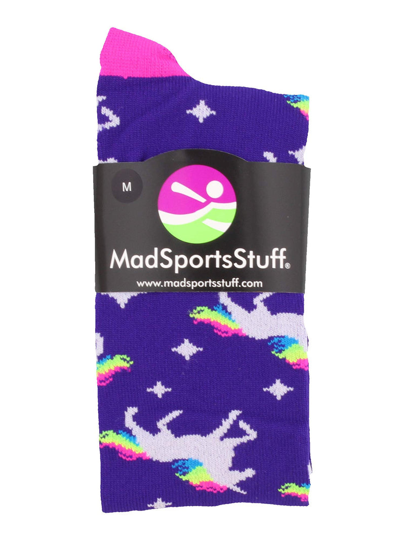 [AUSTRALIA] - MadSportsStuff Neon Rainbow Unicorn Athletic Over The Calf Socks Purple/Neon Pink Small 