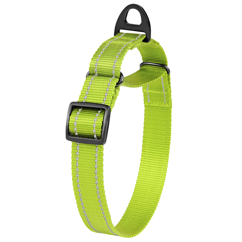 CollarDirect Reflective Martingale Dog Collar Nylon Heavy Duty Training Pet Collars for Small Medium Large Dogs Puppy Pink Orange Black Blue 13-18 Inch Lime Green - BeesActive Australia