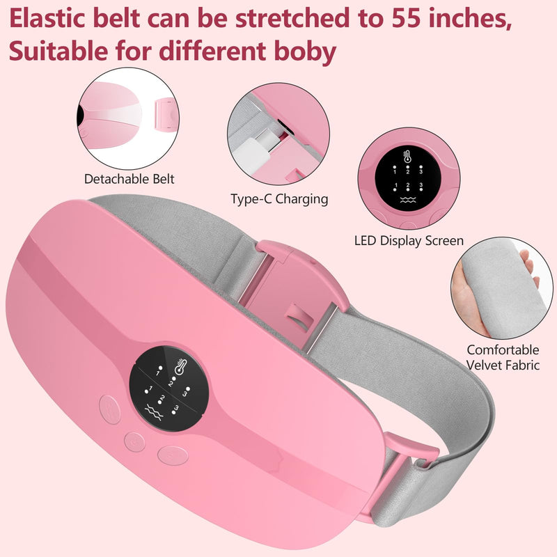 Portable Menstrual Heating Pad, KBCASE Period Cramp Heat Pad with 3 Setting Levels, Fast Heating Pad for Period Pain Relief, Electric Menstrual Belt for Stomach Back Pain Relief Women and Girl (Pink) Pink - BeesActive Australia