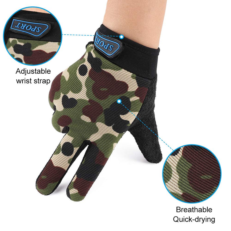 Accmor Kids Cycling Gloves, Kids Fishing Gloves, 4-10 Years Boys Girls Kids Sport Gloves, Breathable Non-Slip Full Finger Gloves for Child Cycling Climbing Riding Biking Outdoor Sports A-Camo - BeesActive Australia
