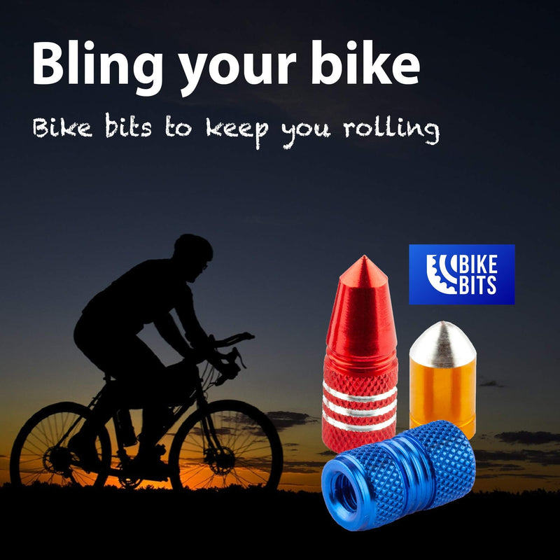 Bike Bits Presta Valve Caps - Anodized Aluminum - Use On Presta/French Valves - Designs: Bullet, Rocket, Hamburger, Pocket Rocket (4 Pack) Bullet Black - BeesActive Australia