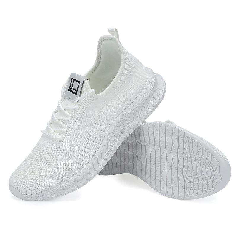 LCGJR Men's Running Shoes Ultra Lightweight Breathable Comfortable Walking Shoes Casual Fashion Sneakers Mesh Workout Shoes 7 White - BeesActive Australia