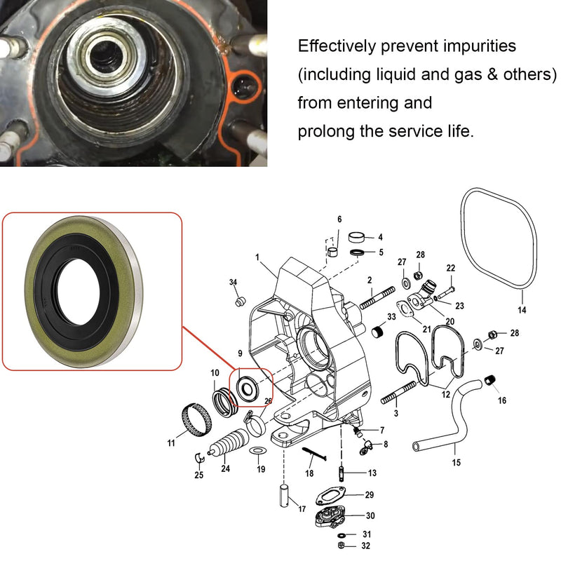 Johntruck Gimbal Bearing Oil Seal Suitable for Mercruiser Gimbal Bearing Housing Replacement for Mercruiser 26-88416/36143, Sierra 18-2094, GLM 85910, Mallory 9-76230 - BeesActive Australia
