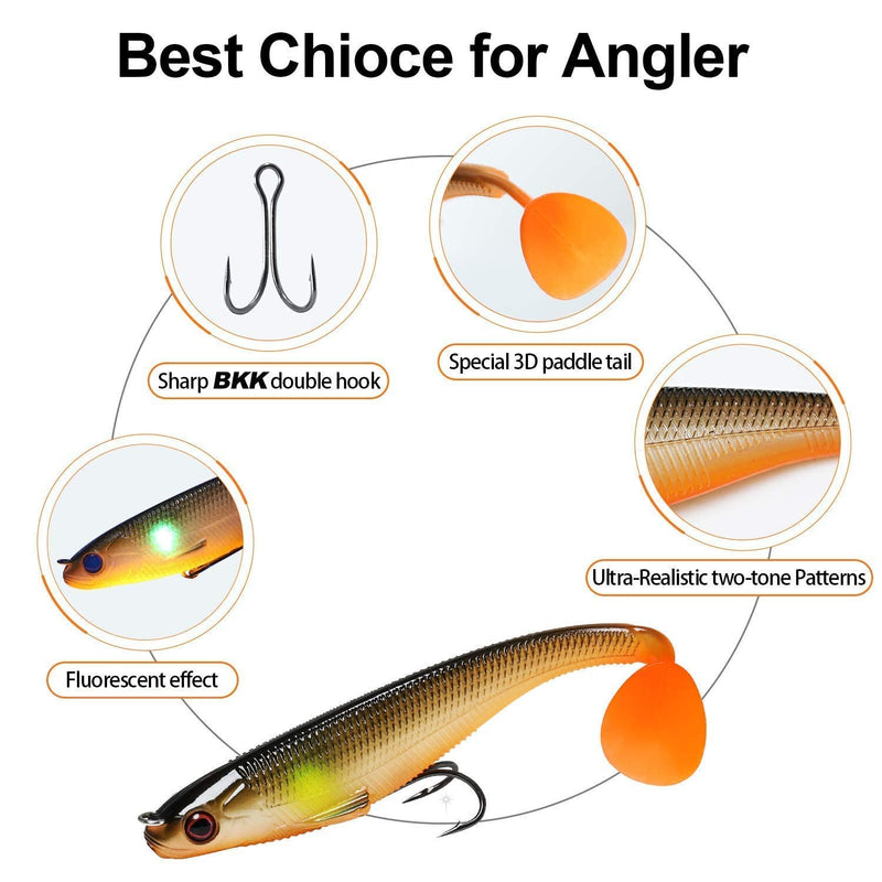 TRUSCEND Fishing Lures for Bass Trout Paddle Tail Swimbaits Soft Fishing Baits Freshwater Saltwater - BeesActive Australia