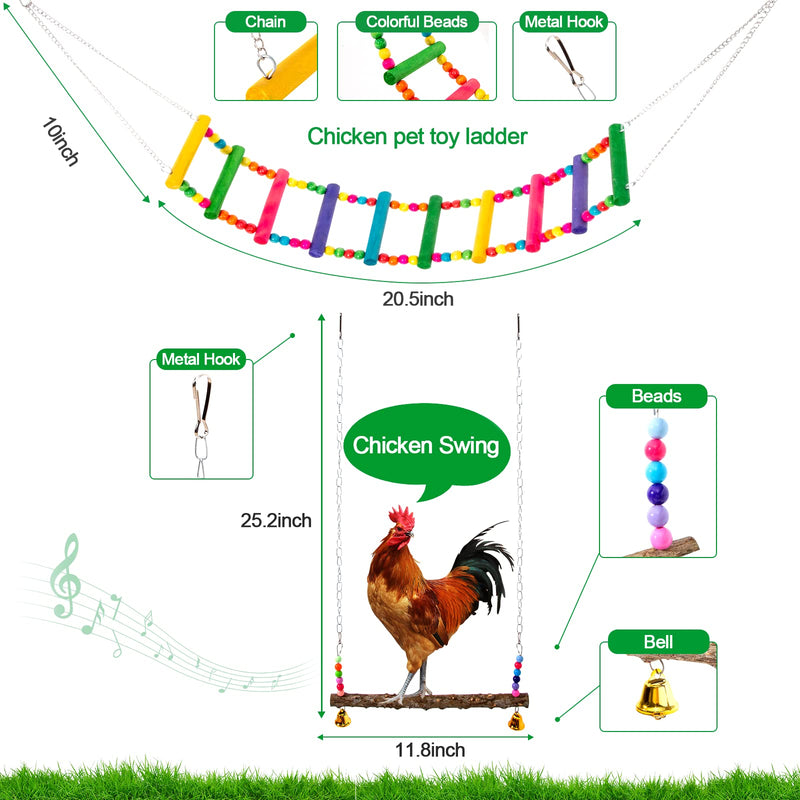 Hipykat 6 Packs Chicken Toys Set - with Chicken Xylophone Toy, Chicken Mirror, Chicken Ladder Bridge, Coop Swing, Vegetable Hanging Chicken Feeder, Chewing Foraging Toys, Accessories for Hens - BeesActive Australia
