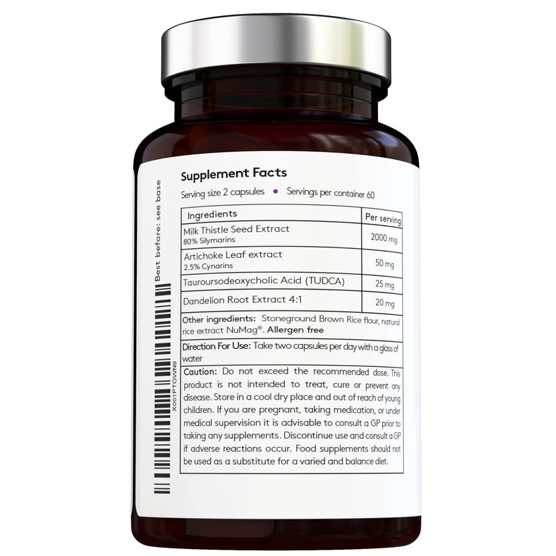 Liver Protector - Complex Formula - Milk Thirsle, TUDCA, Dandelion Roots, Artichoke - Max Potency - Premium Ingredients - Made in The UK - BeesActive Australia
