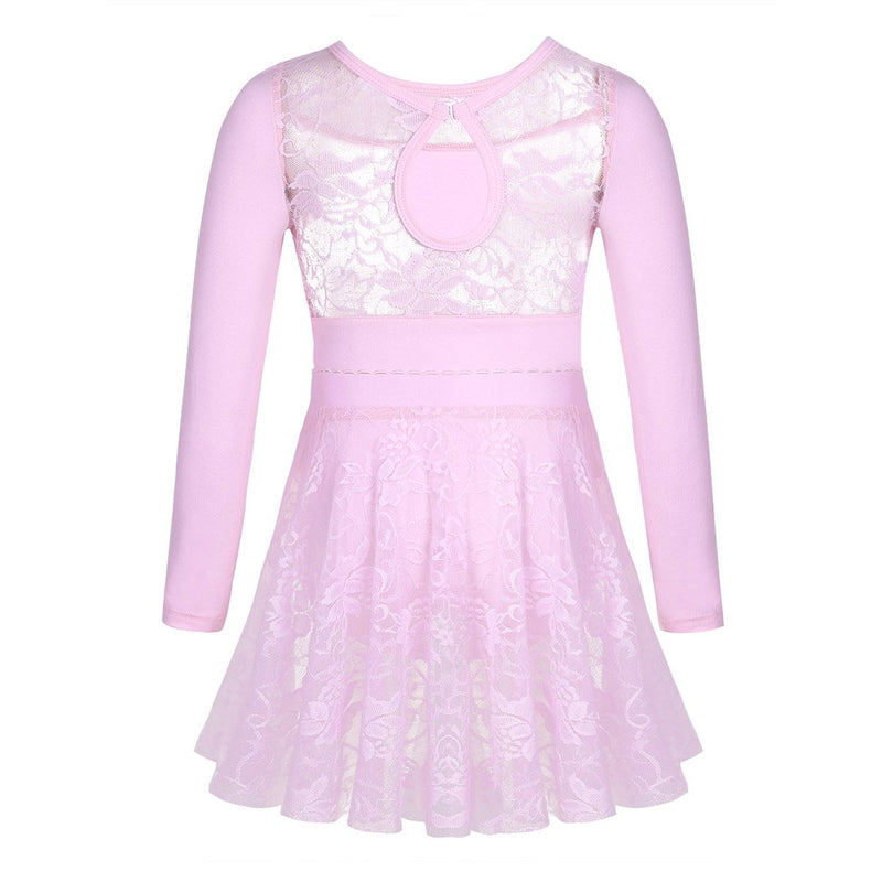 [AUSTRALIA] - CHICTRY Girls Kids Princess Floral Lace Cotton Dance Gymnastics Leotard Ballet Outfit with Skirt Pink 2-3 