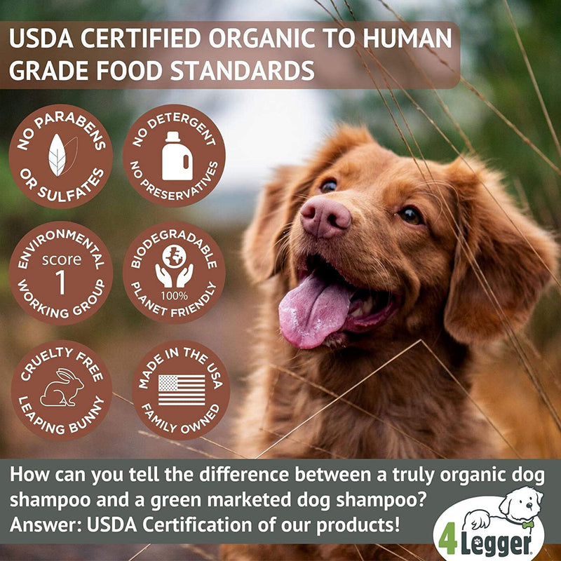4Legger Organic Dog Shampoo and Conditioner USDA Certified - All Natural Concentrated Cedar Dog Shampoo with Peppermint, and Eucalyptus - Dog Shampoo for Itchy Skin - Dog Shampoo for Smelly Dogs 16 oz - BeesActive Australia