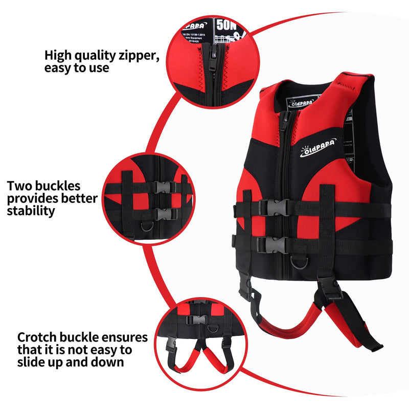 Kid Swim Vest, Toddler Swim Jacket for Children Learn Swimming Training, Neoprene Floation Vest Boys Girls Swimsuit Medium red - BeesActive Australia