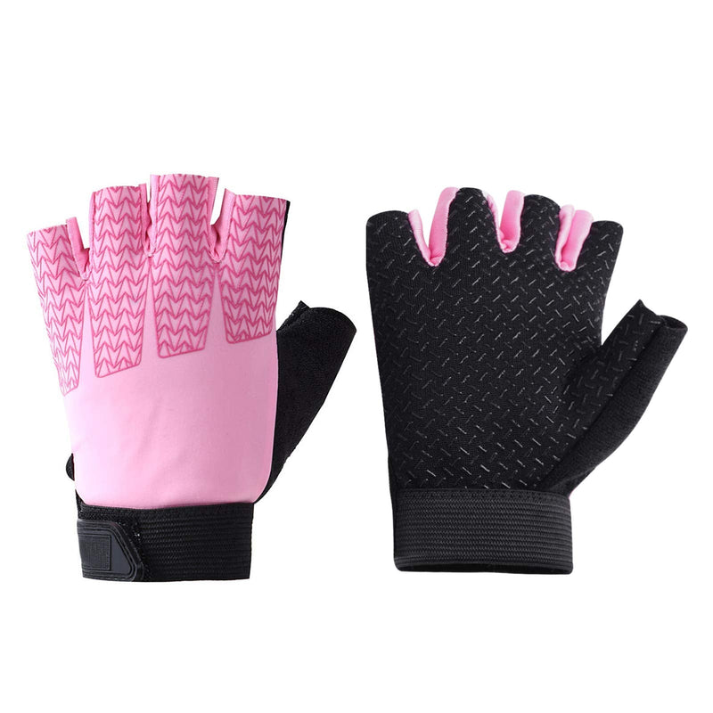 Kids Breathable Non-Slip Cycling Gloves Girls Boys Elastic Adjustable Roller Skating Cycling Half Finger Gloves Sports Fingerless Gloves for Mountain Biking Bicycle Racing Scooter Skateboarding Pink - BeesActive Australia