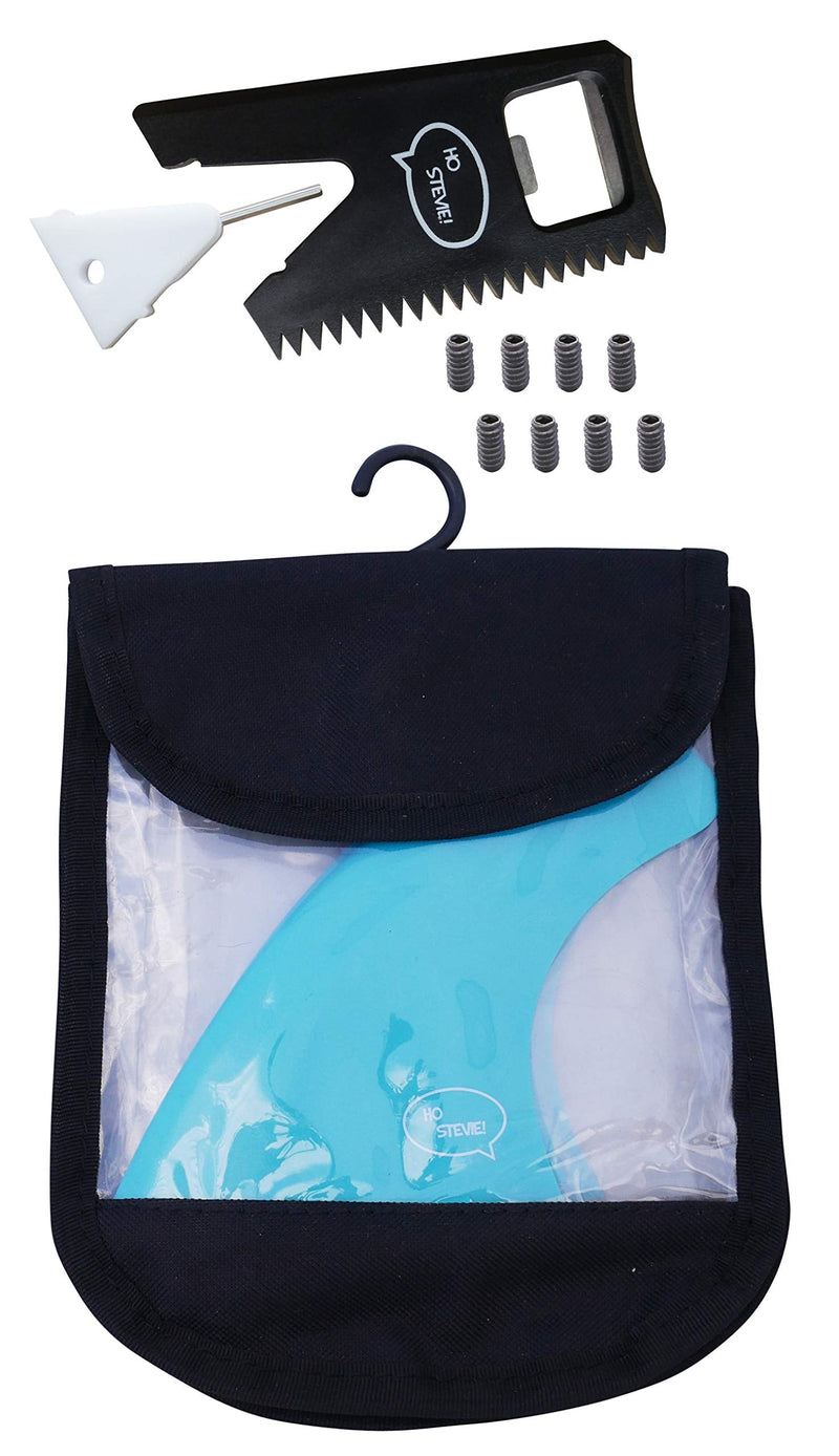 Ho Stevie! Fiberglass Reinforced Polymer Surfboard Fins - Quad (4 Fins) Twin Tab or Single Tab Sizes, with Fin Bag, Screws, Wax Comb and Fin Key Aqua - BeesActive Australia