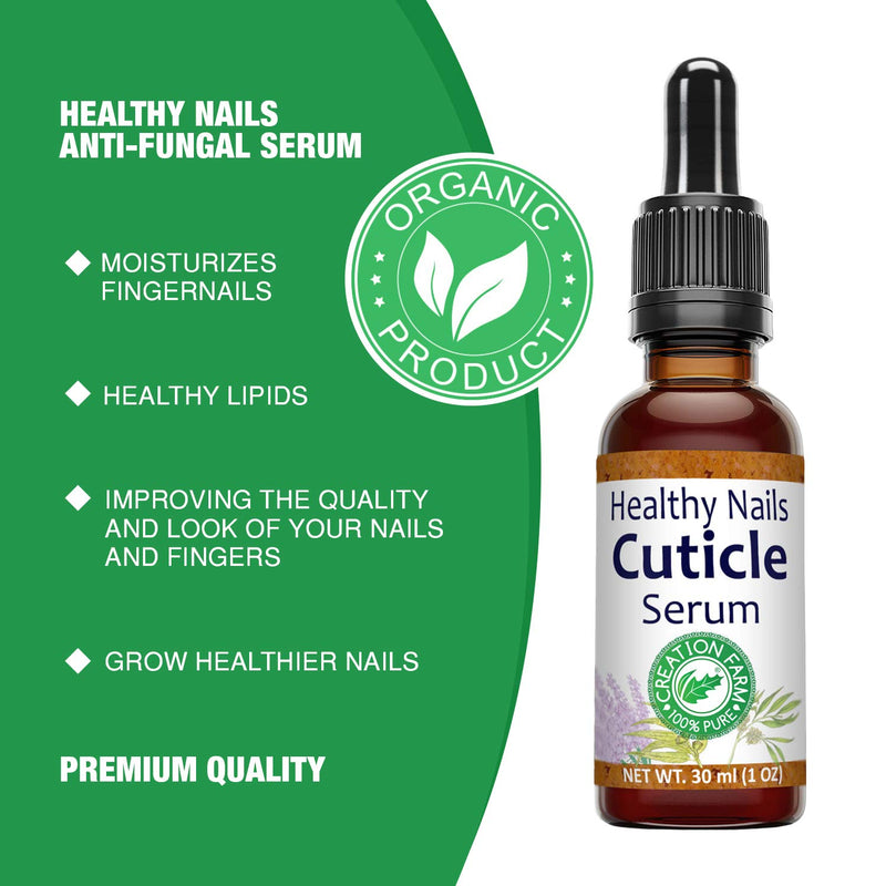 Creation Farm Cuticle Healthy Nail Serum, Treatment Blend for Better Looking Nails with Tea Tree Oil Oregano Evening Primrose Moisturizes Helps Rigid Cuticles, 30 ml - BeesActive Australia