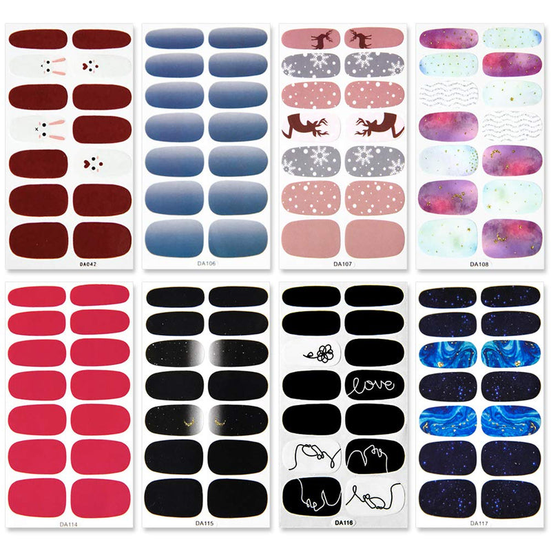 SILPECWEE 14 Sheets Adhesive Nail Polish Strips Stickers Marbling and 1Pc Nail File Gradient Nail Wraps Decals Tips Manicure Kit for Women NO1 - BeesActive Australia