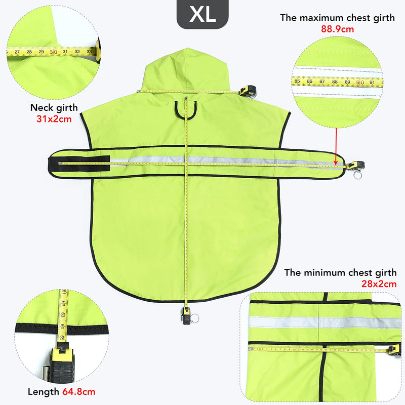 Ezierfy Reflective Dog Raincoat - Adjustable Raincoat for Dogs, Lightweight Hooded Dog Raincoats Poncho Slicker, Waterproof Rain Jacket Coat for Small, Medium, Large Dogs Walking Neon Green X-Large - BeesActive Australia