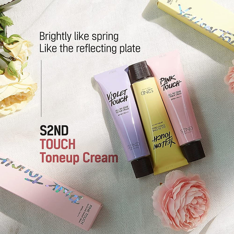 S2ND All In One Toneup Cream SPF50+,PA+++, All-in one -Sunscreen + Makeup Base + Primer + Moisturizer (Yellow Touch) Yellow Touch - BeesActive Australia